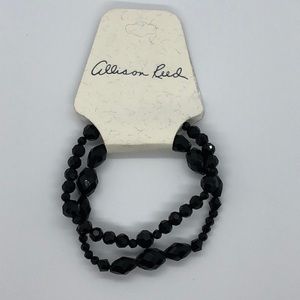 Black glass stretch bracelet pair by Allison Reed